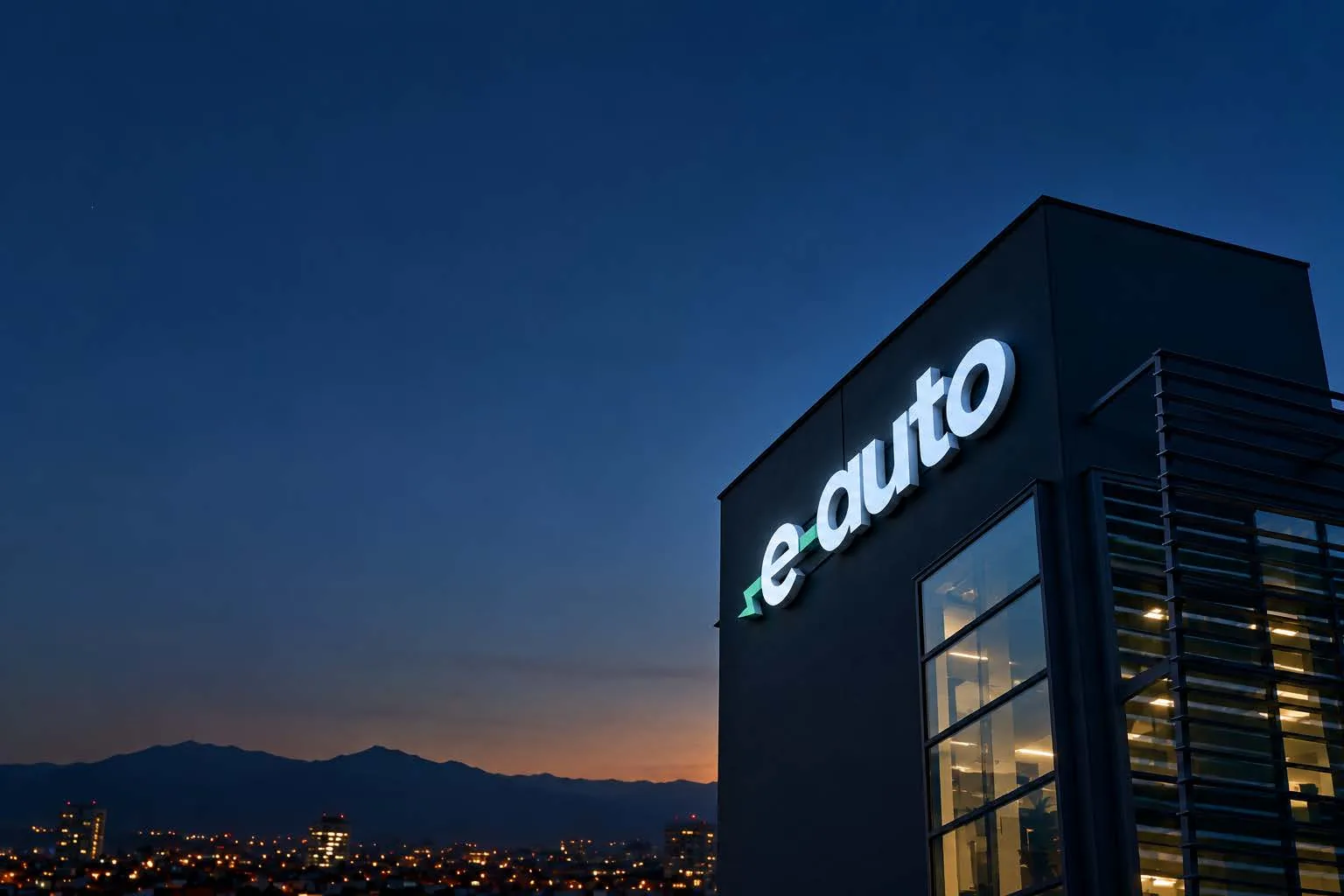 E-AUTO շենքը երեկոյան